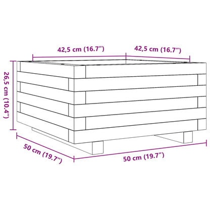 Plantenbak 50X50X26,5 Cm Massief Grenenhout Wasbruin