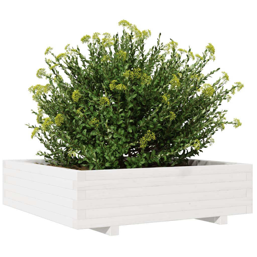 Plantenbak 90X90X26,5 Cm Massief Grenenhout Wit Natuurlijk Grenenhout