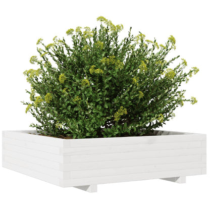 Plantenbak 90X90X26,5 Cm Massief Grenenhout Wit Natuurlijk Grenenhout