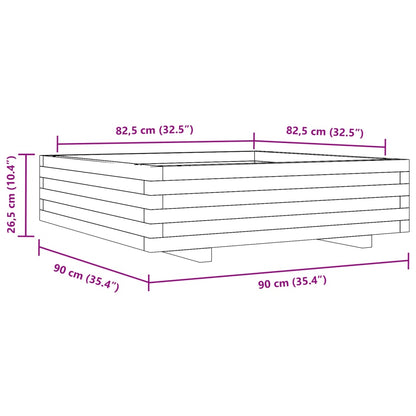 Plantenbak 90X90X26,5 Cm Massief Grenenhout Wit Natuurlijk Grenenhout