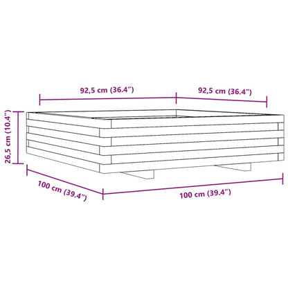 Plantenbak 100X100X26,5 Cm Massief Grenenhout Wit