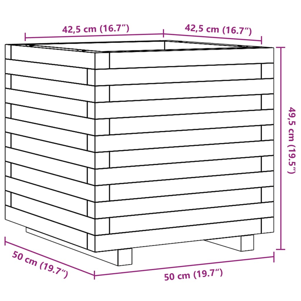 Plantenbak 50X50X49,5 Cm Massief Grenenhout Wasbruin