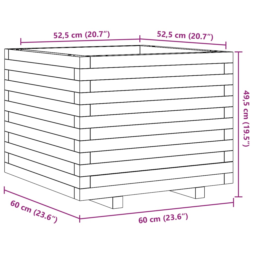 Plantenbak 60X60X49,5 Cm Massief Grenenhout Zand