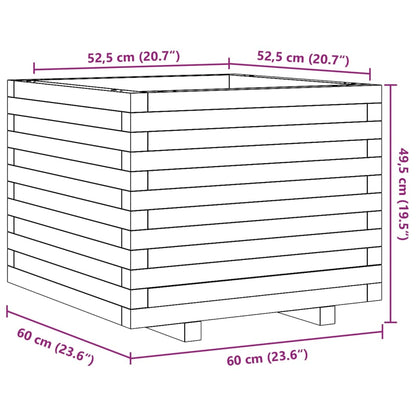 Plantenbak 60X60X49,5 Cm Massief Grenenhout Wit Natuurlijk Grenenhout