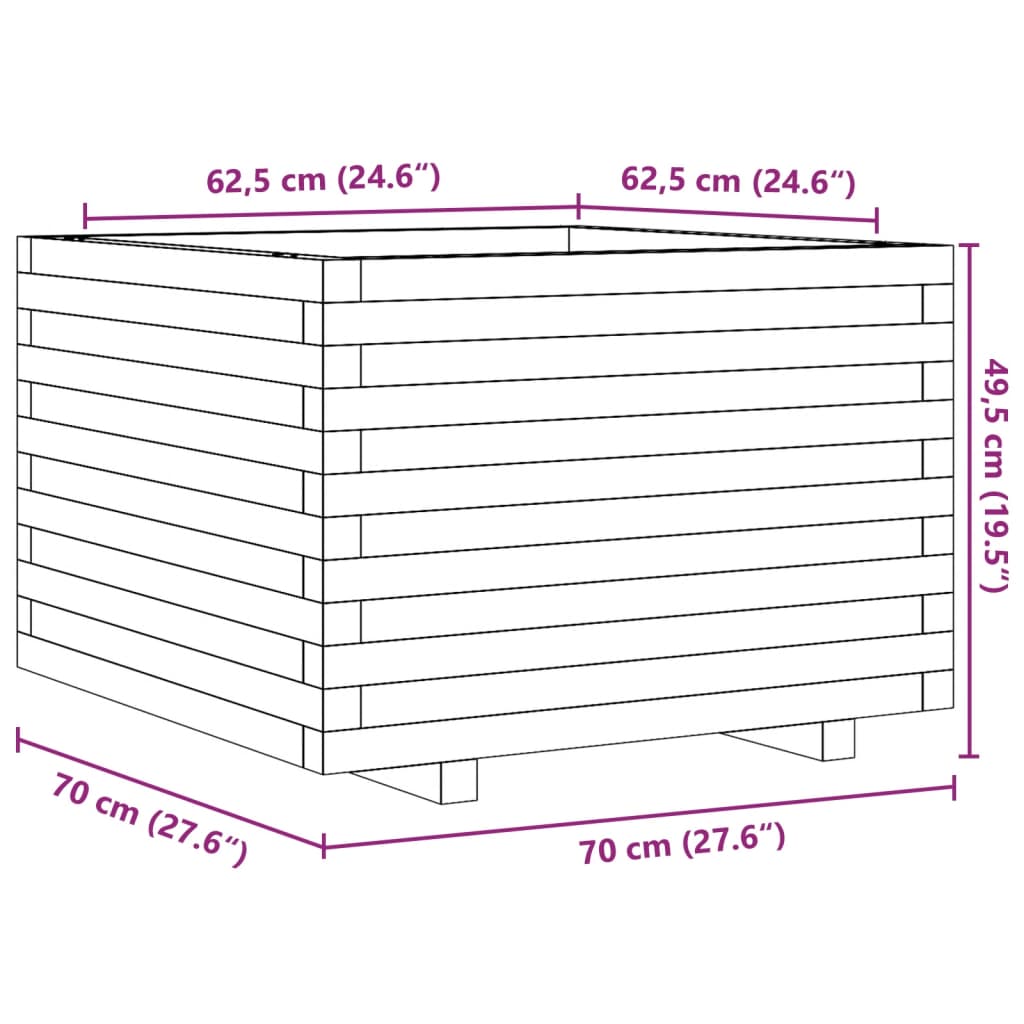 Plantenbak 70X70X49,5 Cm Massief Grenenhout