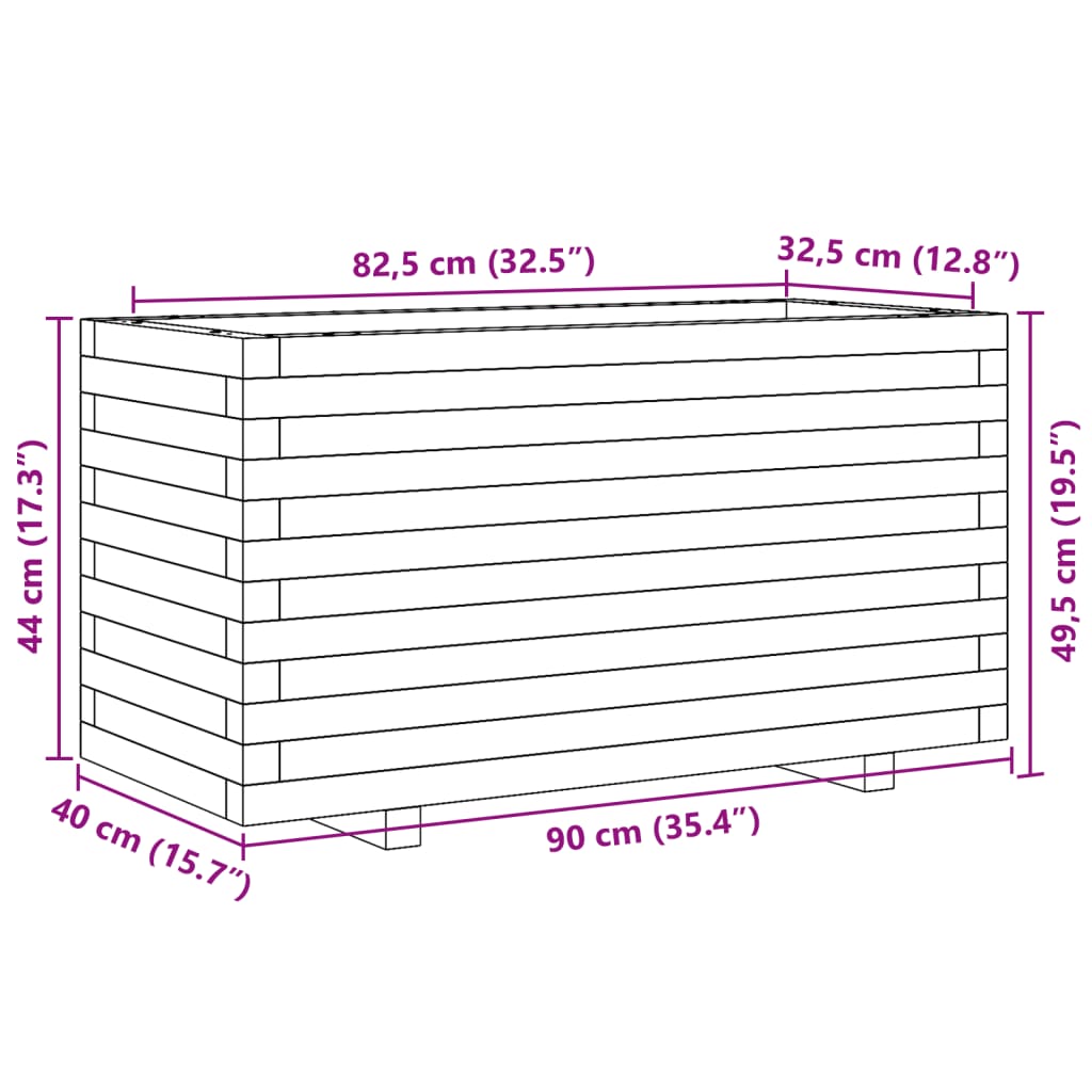 Plantenbak 90X40X49,5 Cm Massief Grenenhout Naturel Geïmpregneerd