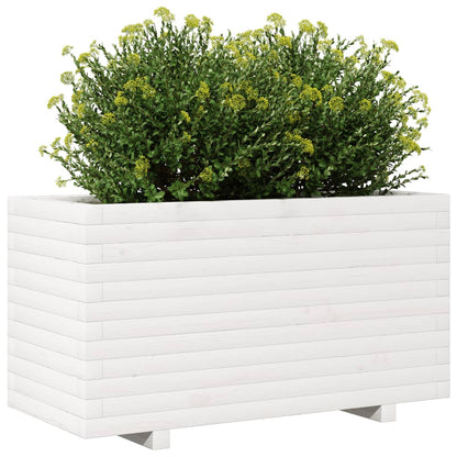 Plantenbak 90X40X49,5 Cm Massief Grenenhout Wit