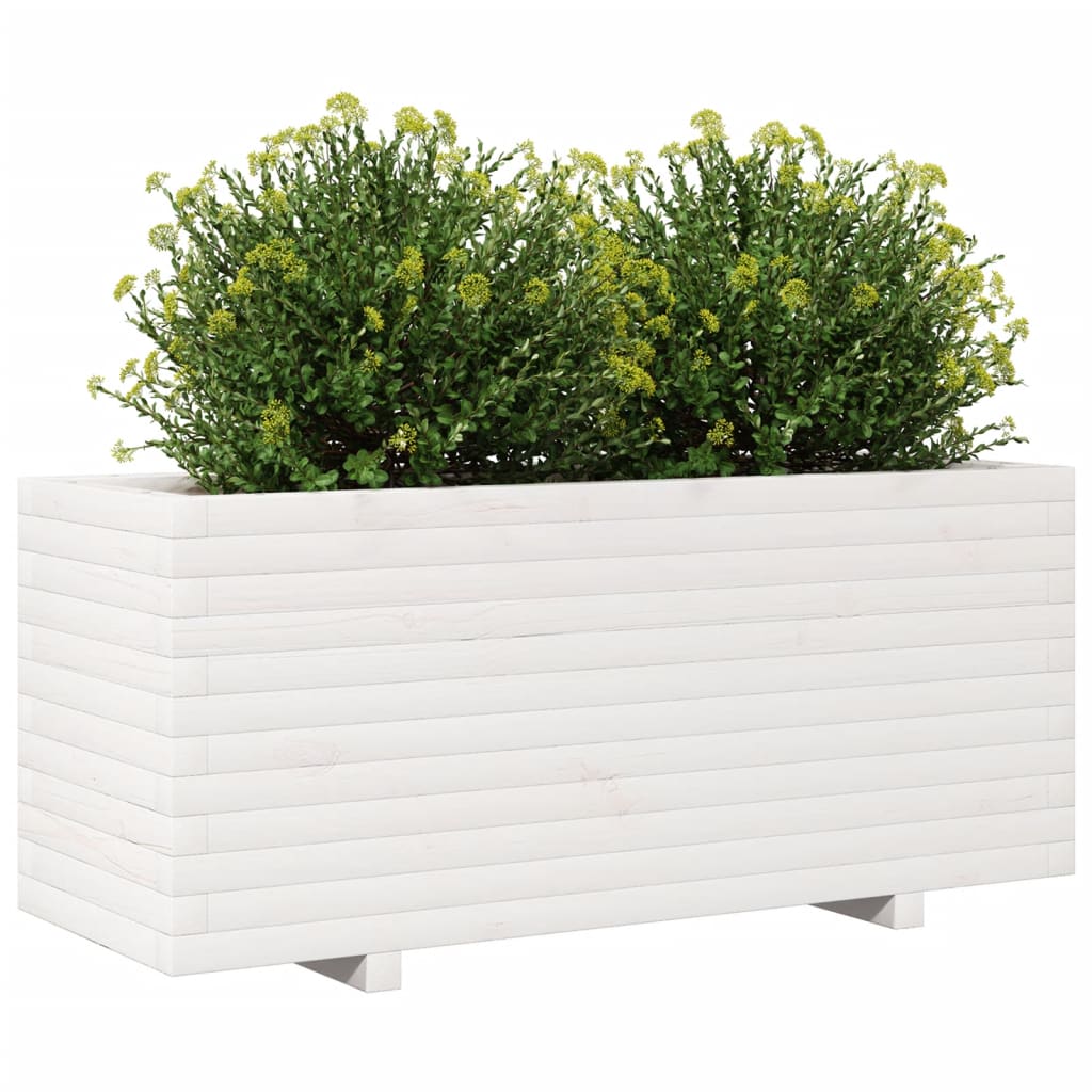 Plantenbak 110X40X49,5 Cm Massief Grenenhout Wit