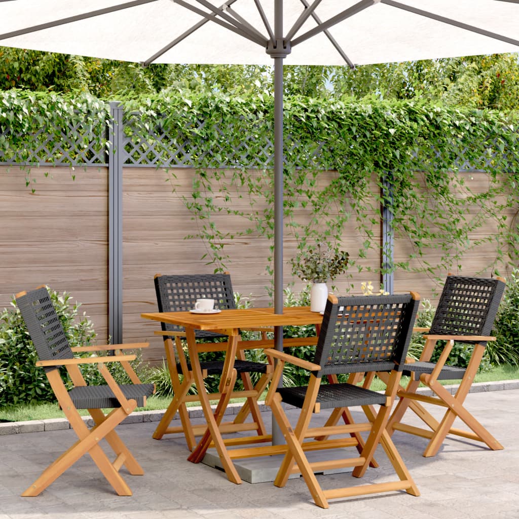 5-Delige Tuinset Poly Rattan En Massief Hout