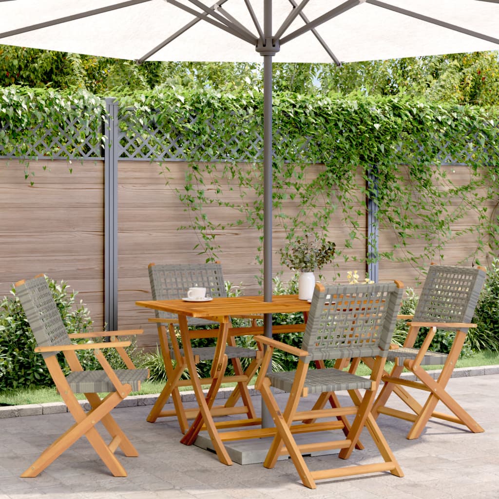 5-Delige Tuinset Poly Rattan En Massief Hout