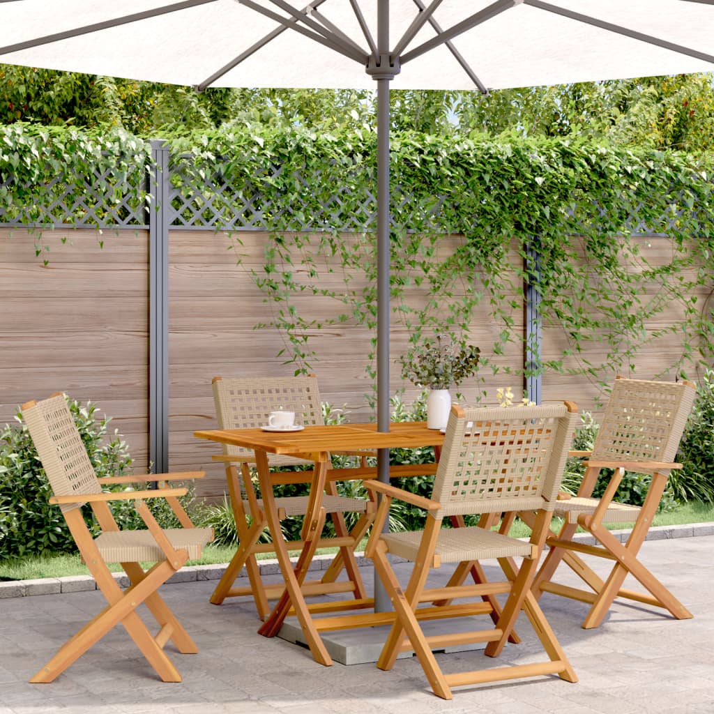 5-Delige Tuinset Poly Rattan En Massief Hout