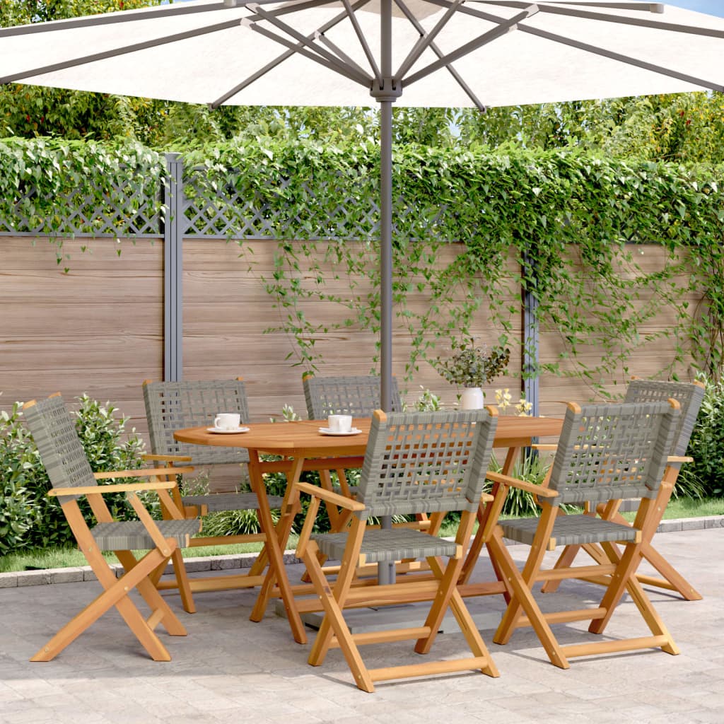 7-Delige Tuinset Poly Rattan En Massief Hout