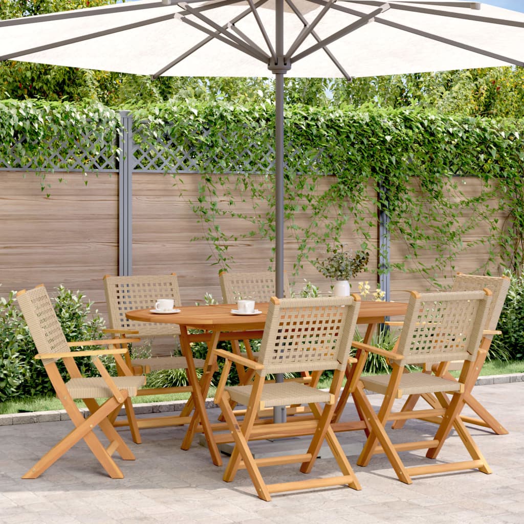 7-Delige Tuinset Poly Rattan En Massief Hout