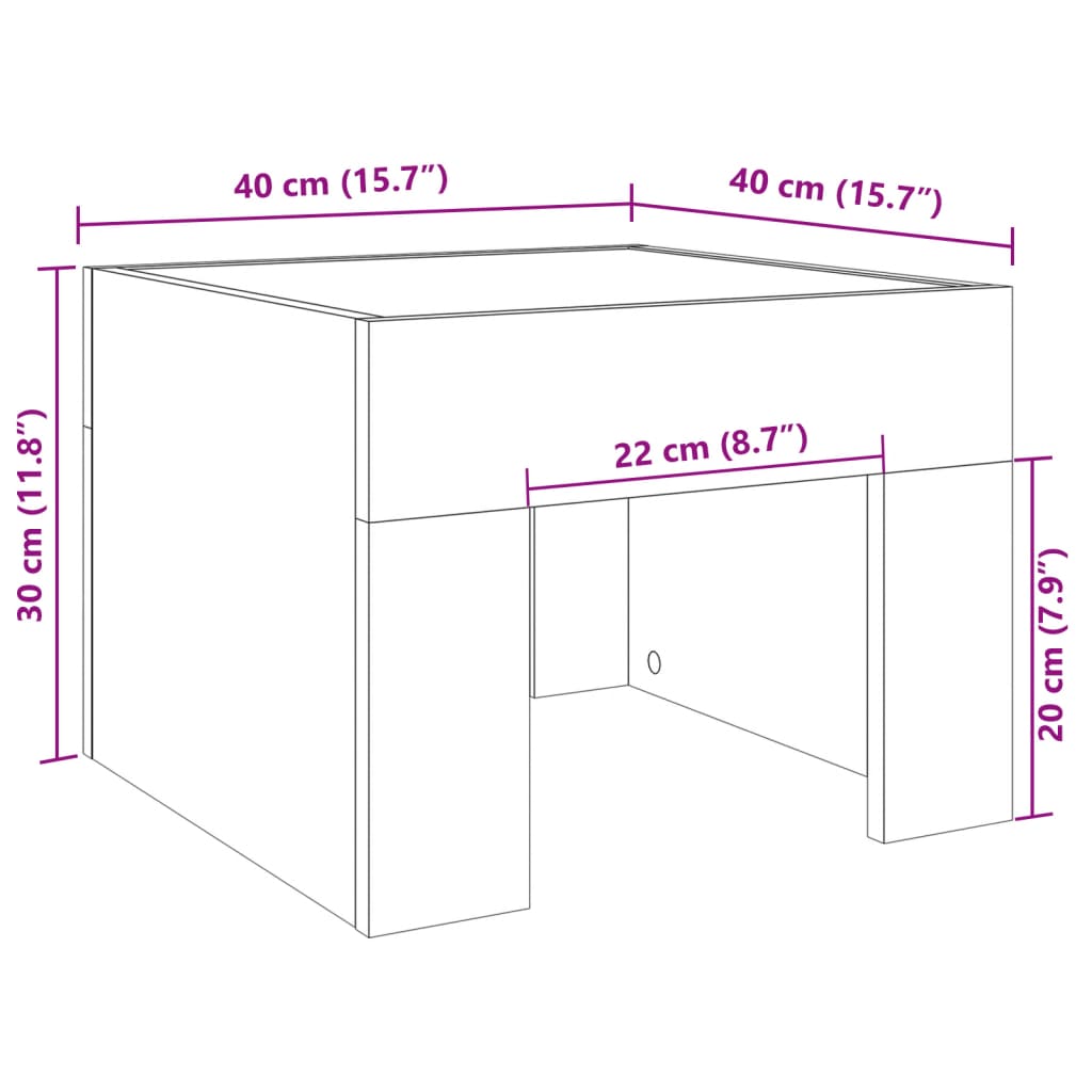 Nachtkastje Met Infinity Led 40X40X30 Cm Ig