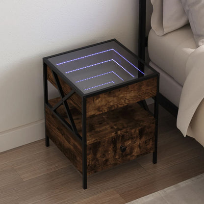 Nachtkastje Met Infinity Led 40X40X51 Cm Eiken