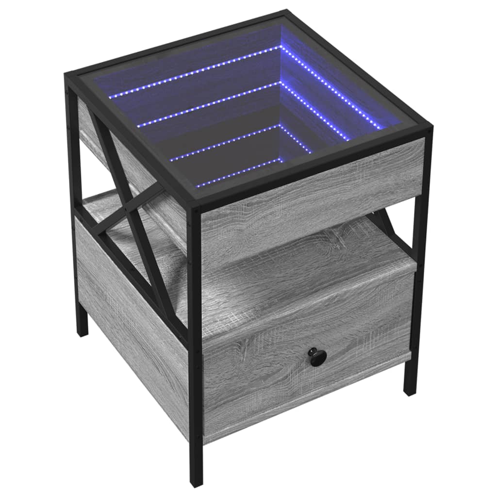 Nachtkastje Met Infinity Led 40X40X51 Cm Eiken