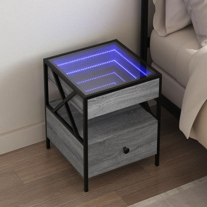 Nachtkastje Met Infinity Led 40X40X51 Cm Eiken