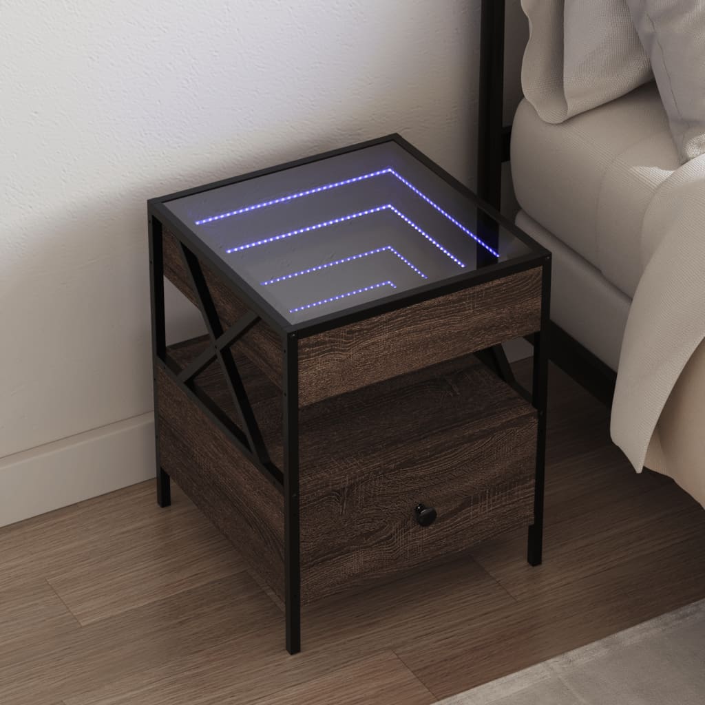 Nachtkastje Met Infinity Led 40X40X51 Cm Eiken