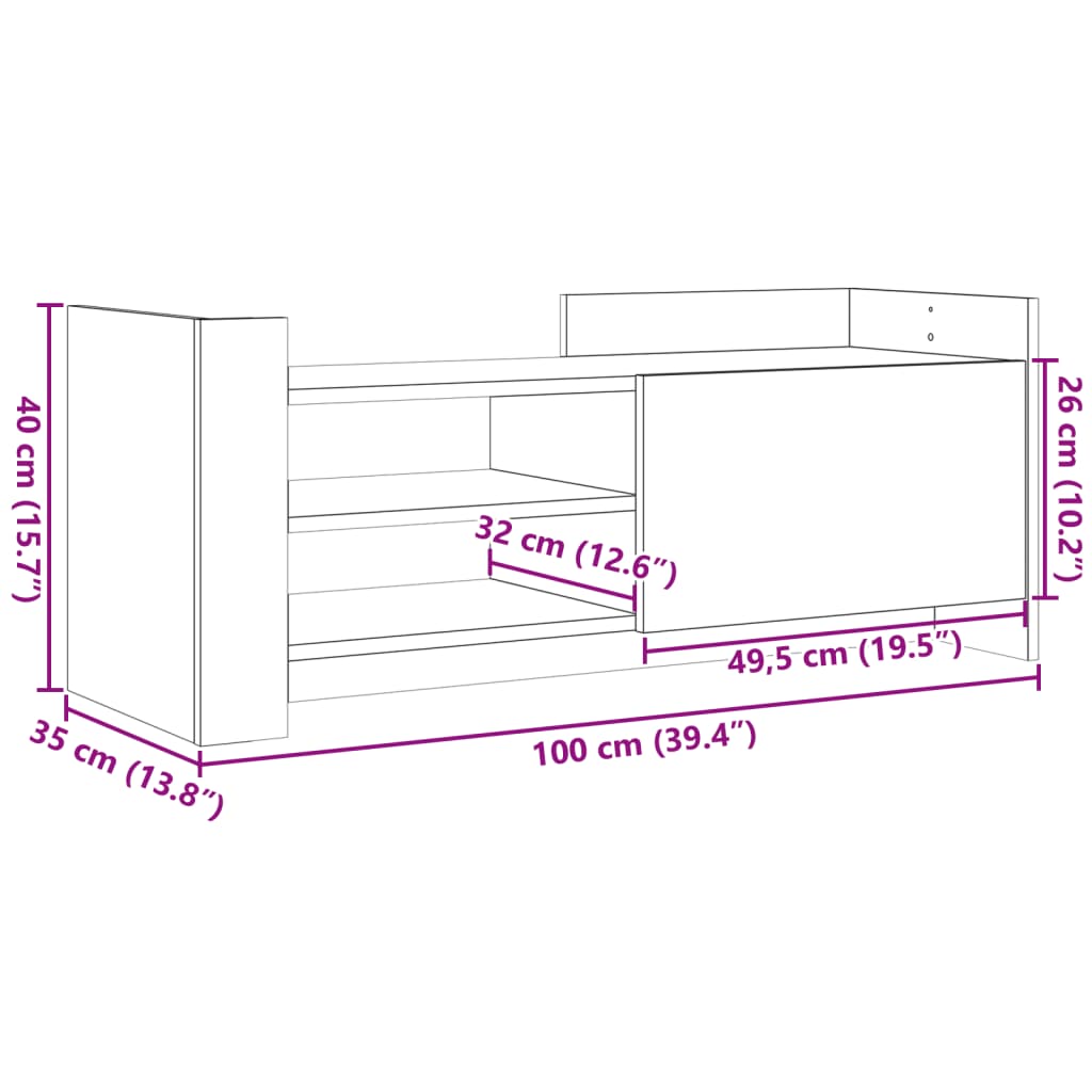 Tv-Meubel 100X35X40 Cm Bewerkt Hout Kleurig