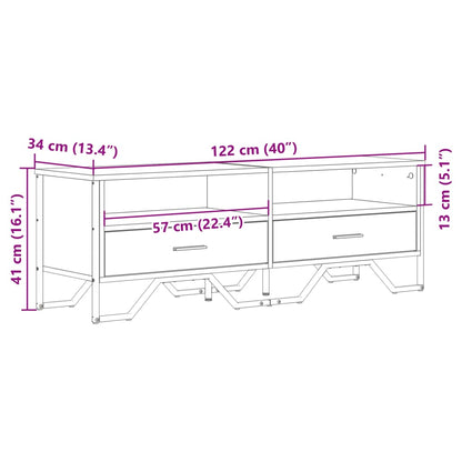 Tv-Meubel 122X34X41 Cm Bewerkt Hout Kleurig