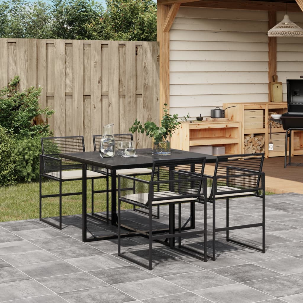 Tuinset Met Kussens Poly Rattan Zwart