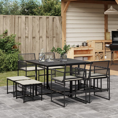 Tuinset Met Kussens Poly Rattan Zwart