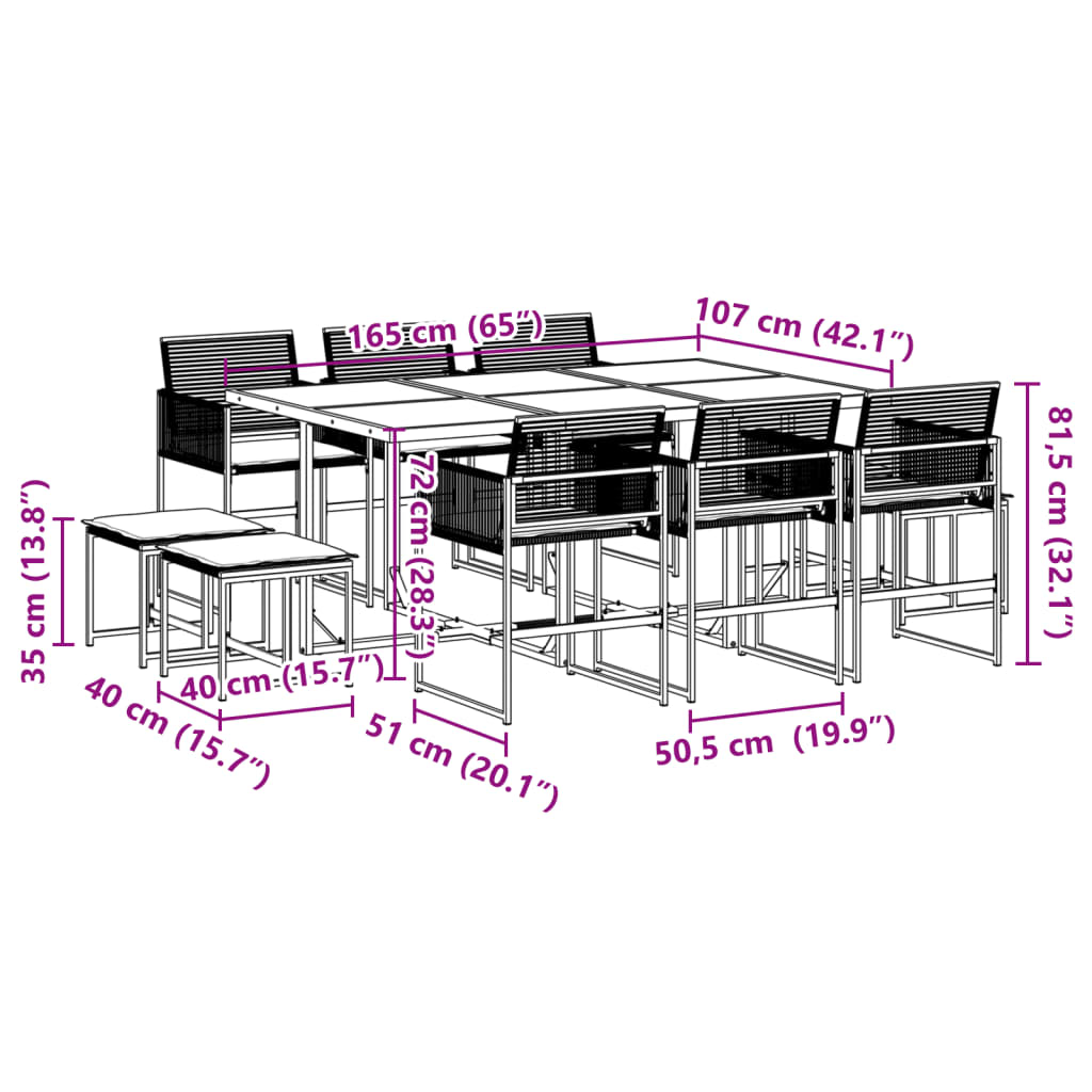 Tuinset Met Kussens Poly Rattan Zwart