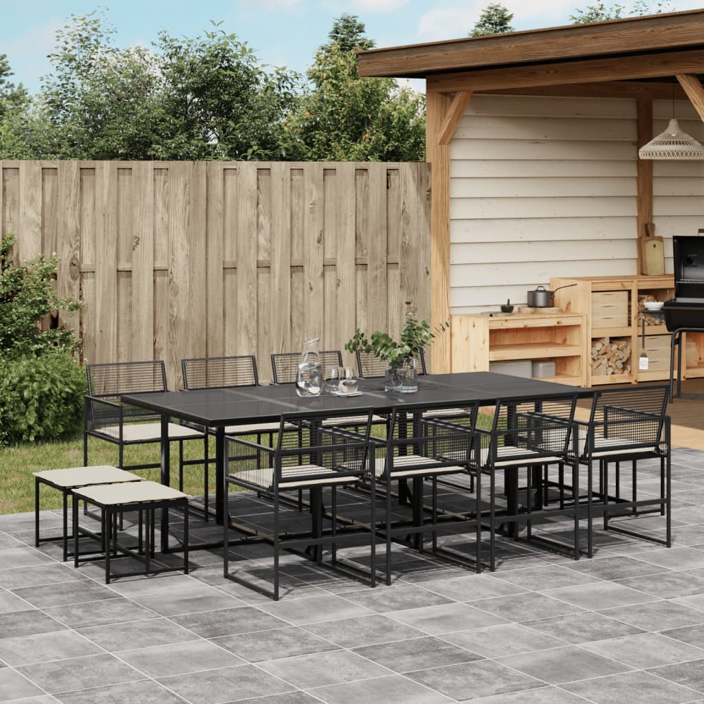 Tuinset Met Kussens Poly Rattan Zwart