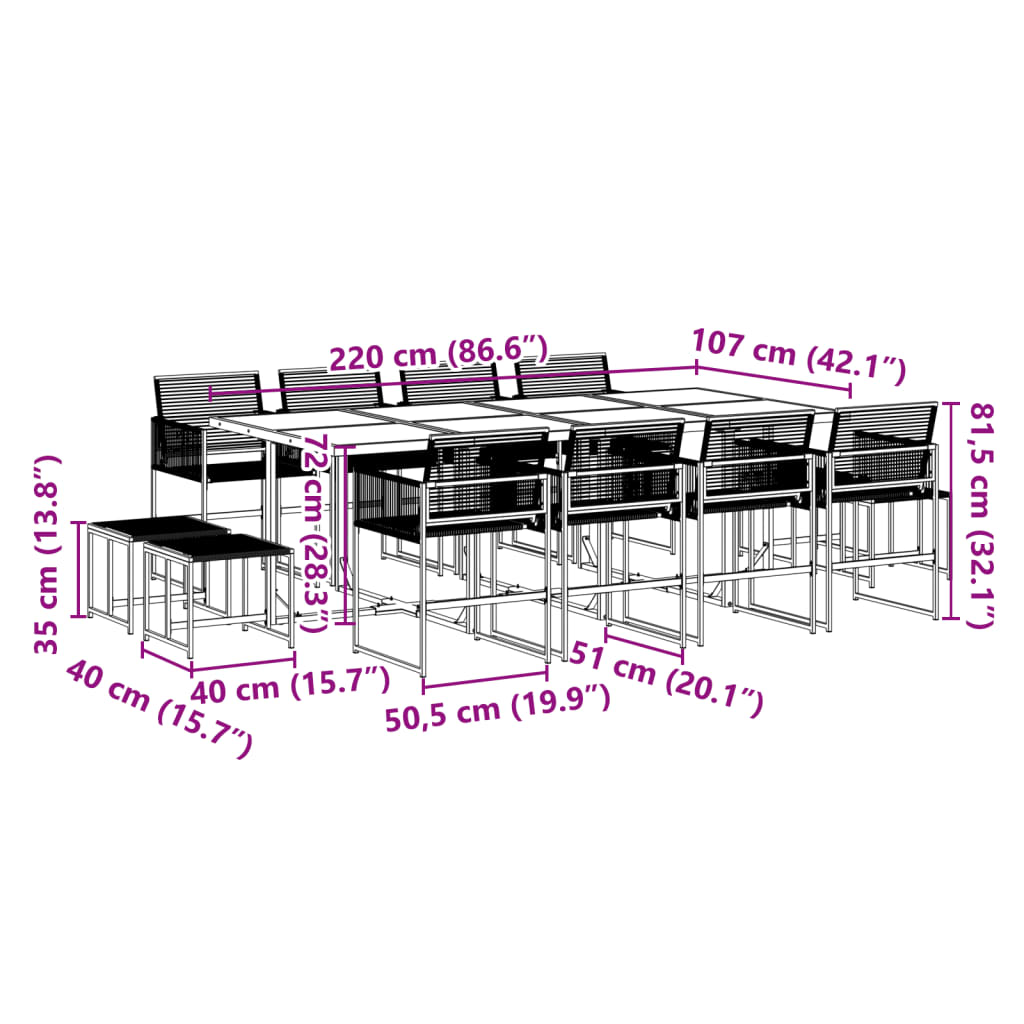 Tuinset Poly Rattan Zwart