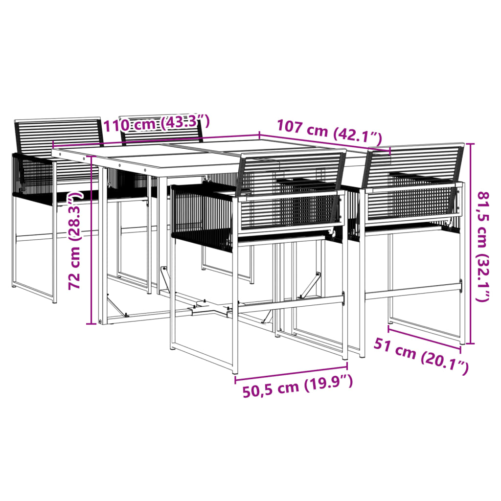 Tuinset Poly Rattan Zwart