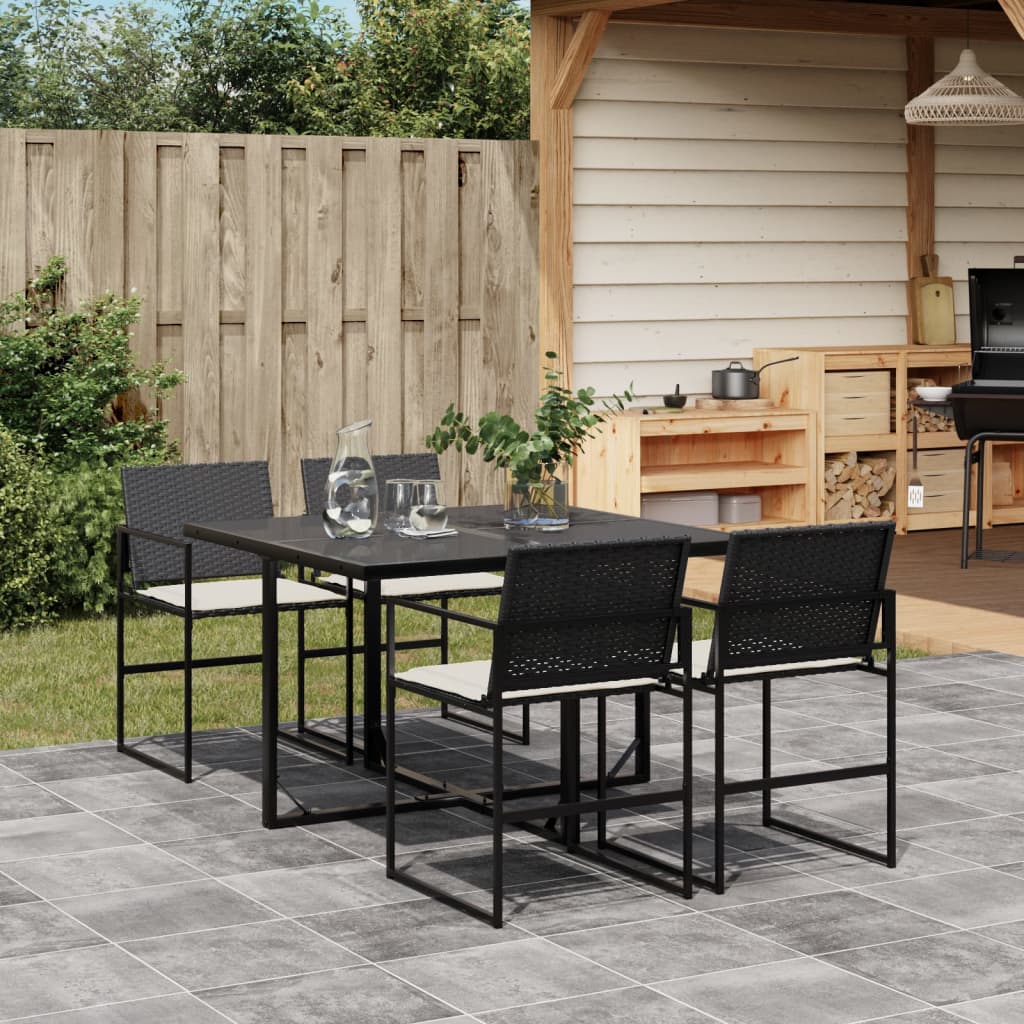 Tuinset Met Kussens Poly Rattan Zwart