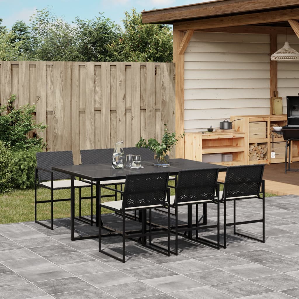 Tuinset Met Kussens Poly Rattan Zwart