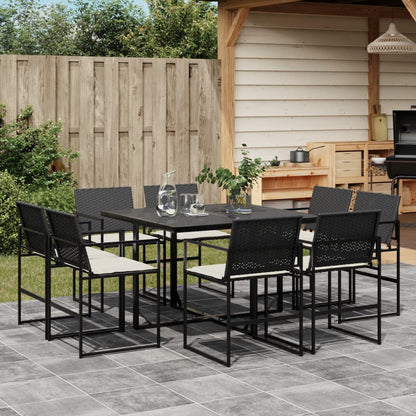 Tuinset Met Kussens Poly Rattan Zwart