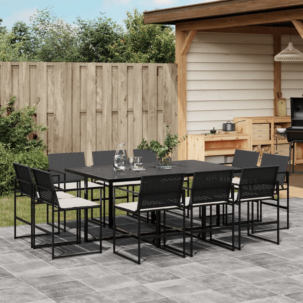 Tuinset Met Kussens Poly Rattan Zwart