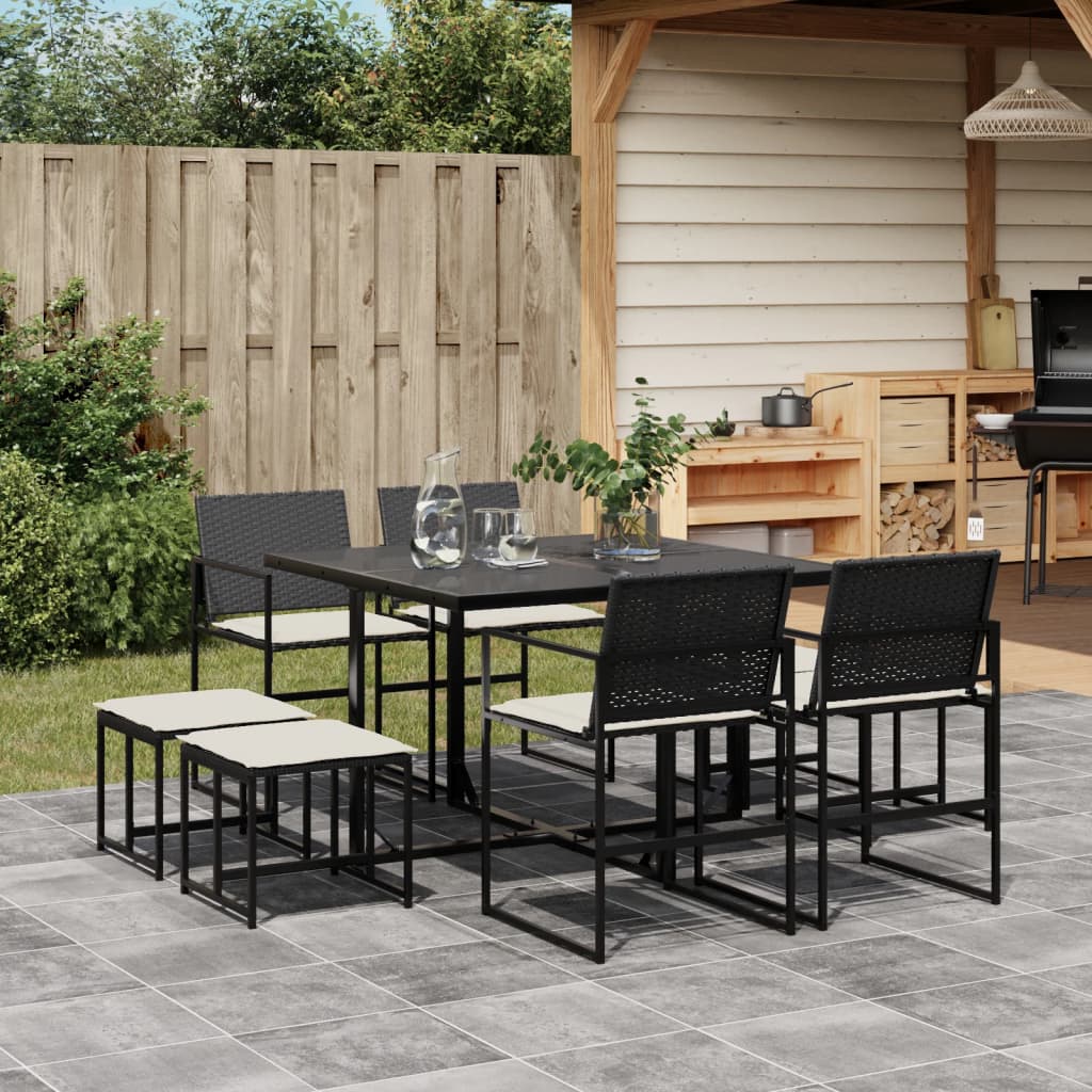 Tuinset Met Kussens Poly Rattan Zwart