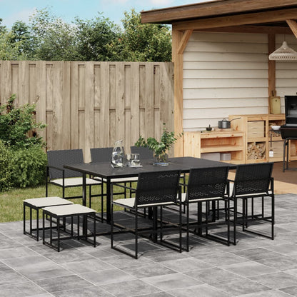 Tuinset Met Kussens Poly Rattan Zwart