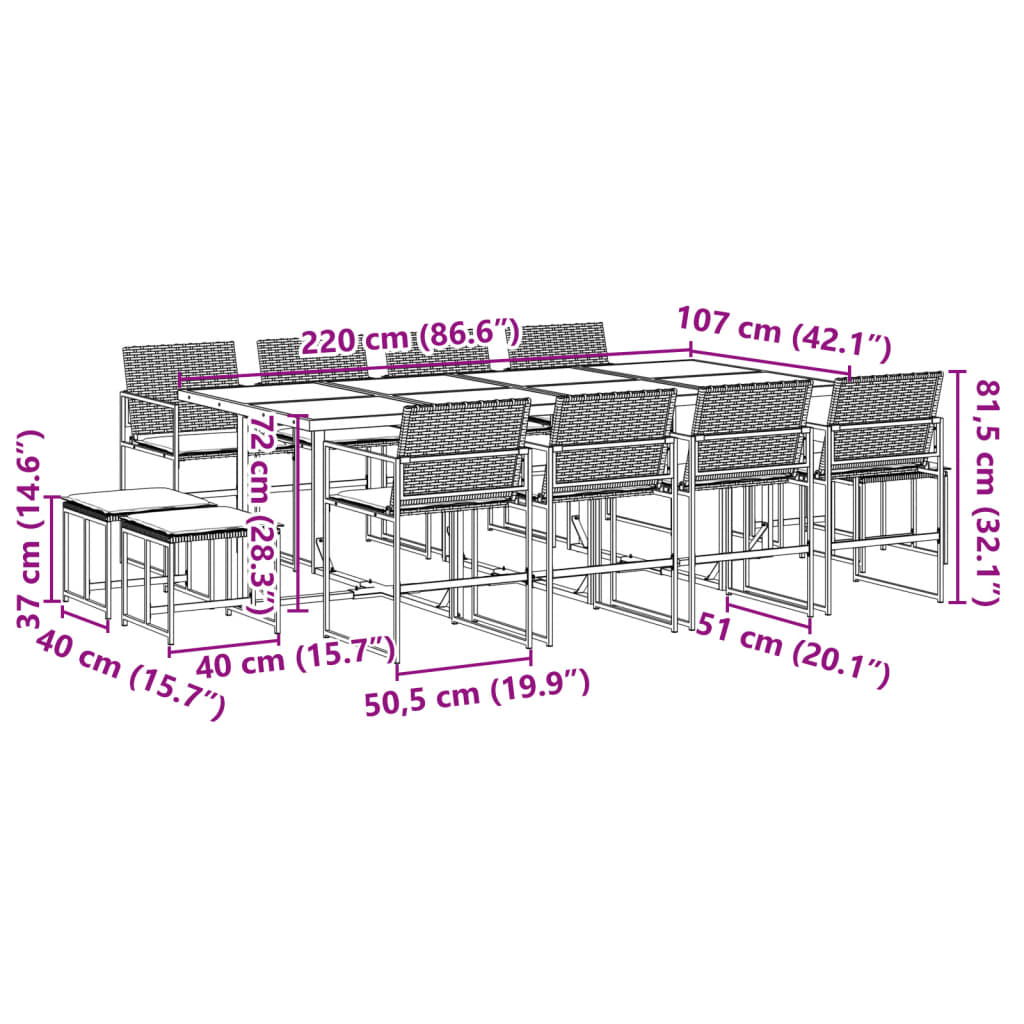 Tuinset Met Kussens Poly Rattan Zwart