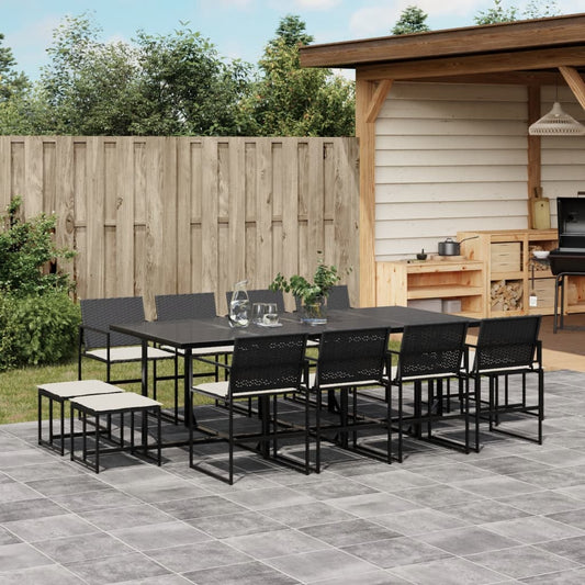 Tuinset Met Kussens Poly Rattan Zwart