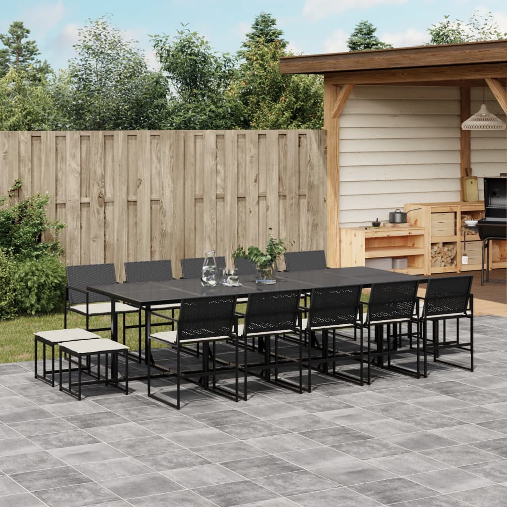 Tuinset Met Kussens Poly Rattan Zwart