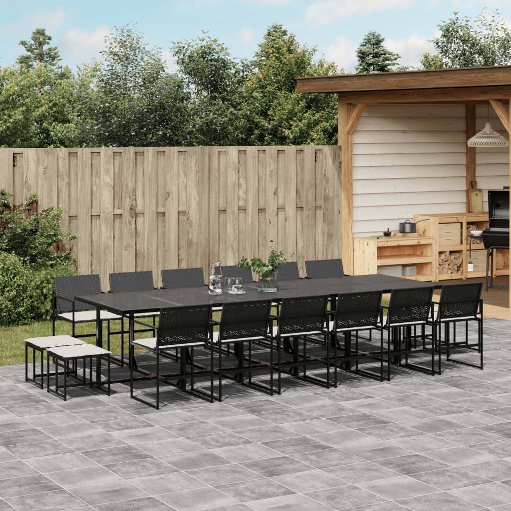 Tuinset Met Kussens Poly Rattan Zwart