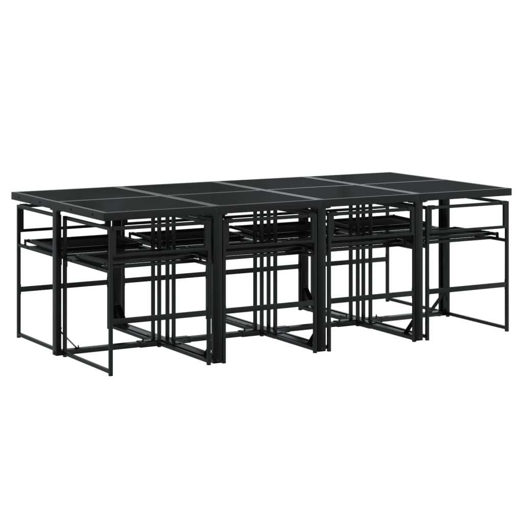 9-Delige Tuinset Met Kussens Textileen Zwart