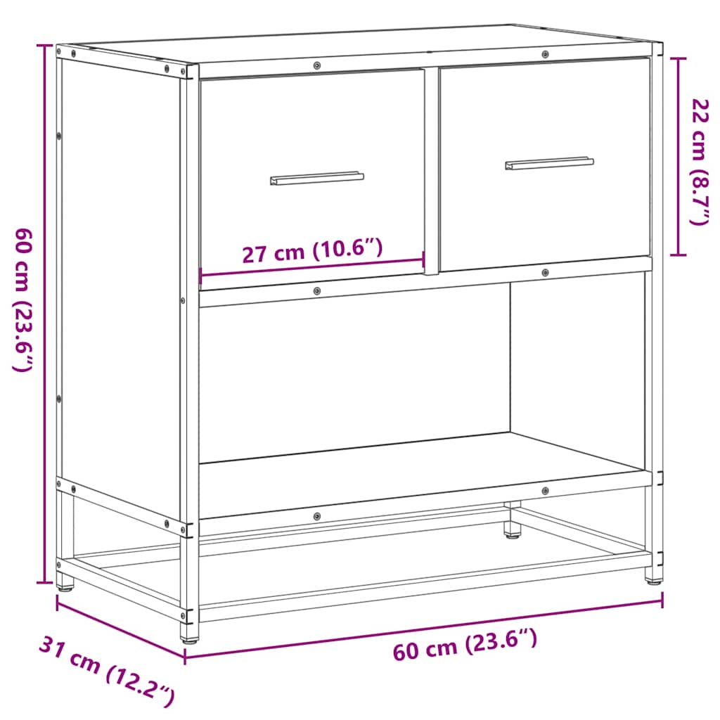 Nachtkastje 60X31X60 Cm Bewerkt Hout En Metaal