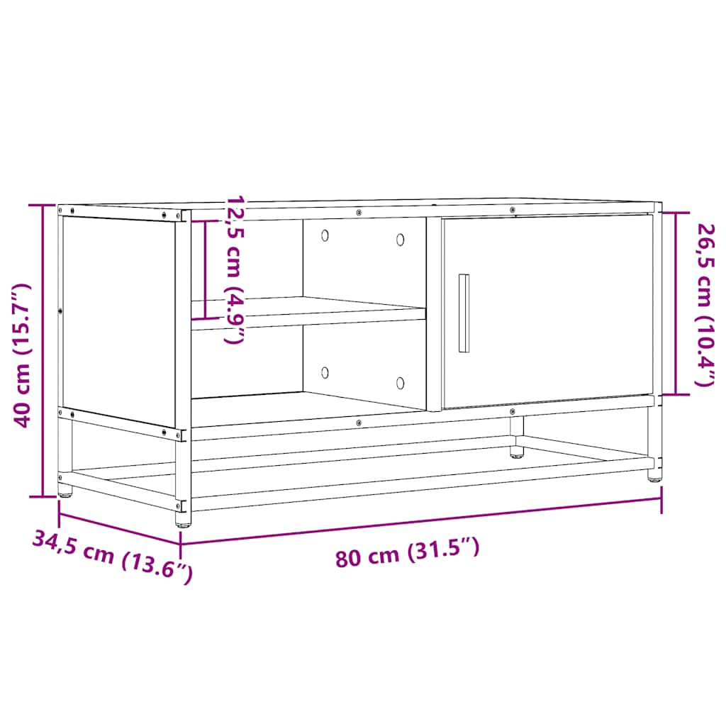 Tv-Meubel 80X34,5X40 Cm Bewerkt Hout En Metaal