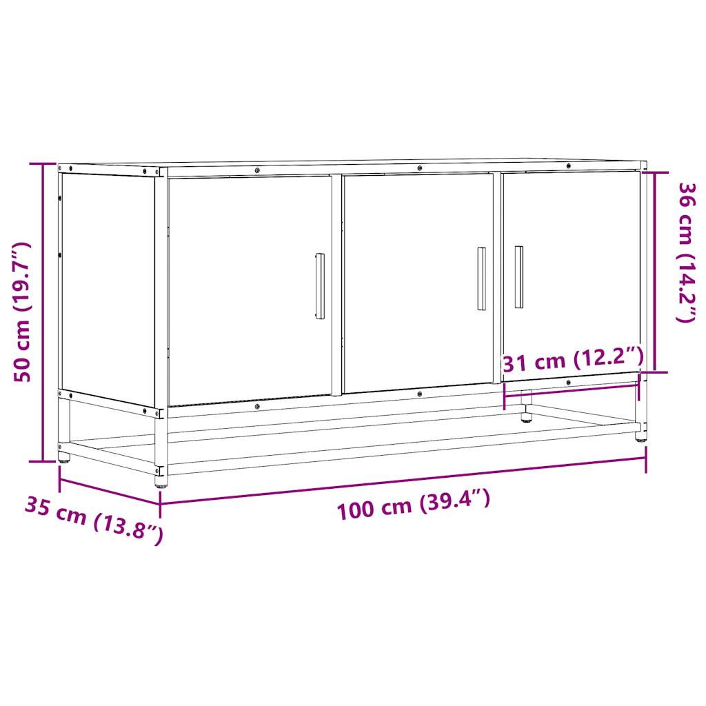 Tv-Meubel 100X35X50 Cm Bewerkt Hout Metaal