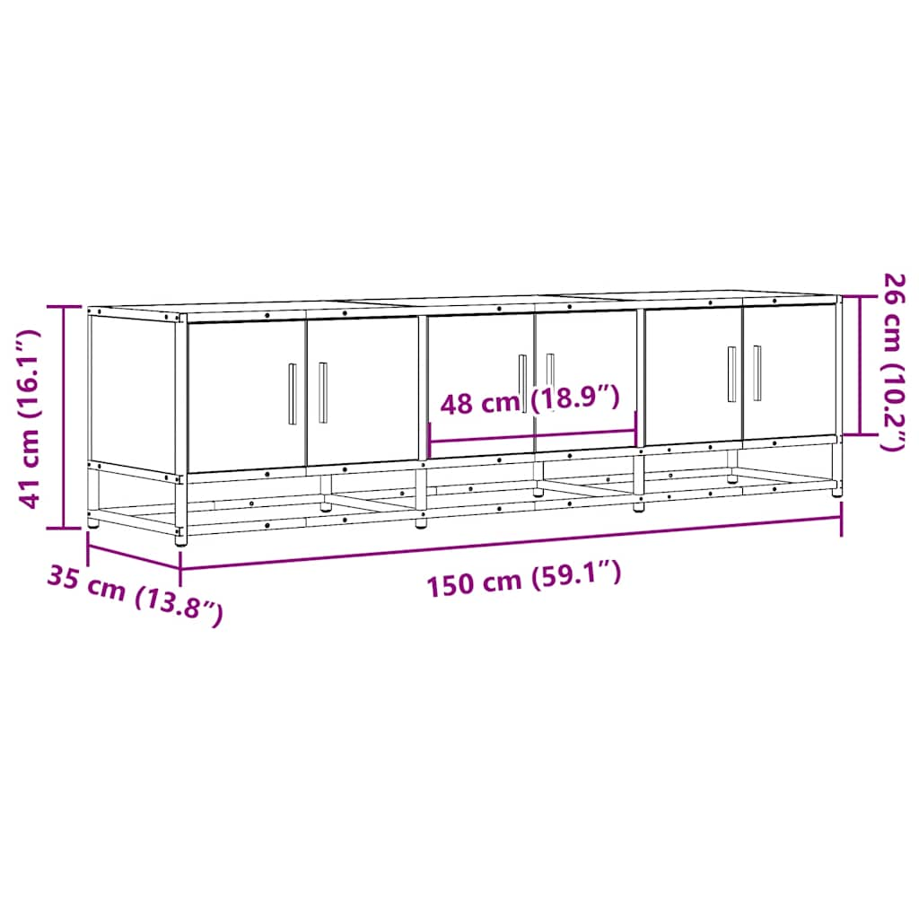 Tv-Meubel 150X35X41 Cm Bewerkt Hout En Metaal