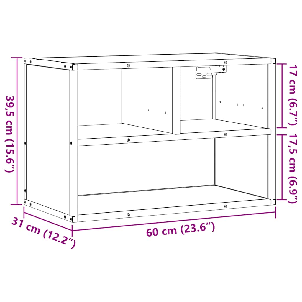 Tv-Meubel 60X31X39,5Cm Bewerkt Hout Metaal Kleurig