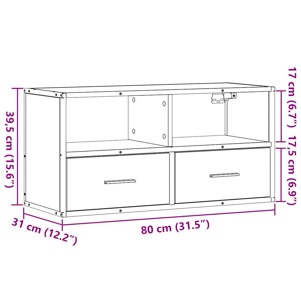 Tv-Meubel 80X31X39,5 Cm Bewerkt Hout En Metaal