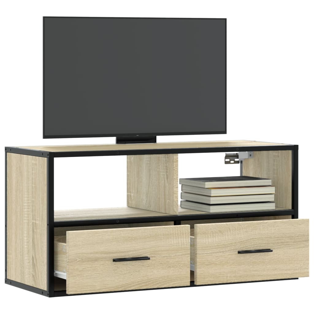 Tv-Meubel 80X31X39,5 Cm Bewerkt Hout En Metaal