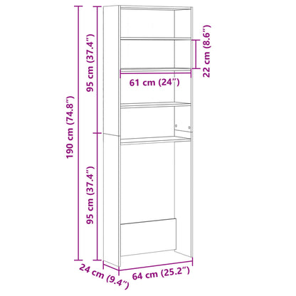 Wasmachinekast 64X24X190 Cm Bewerkt Hout En Kleurig