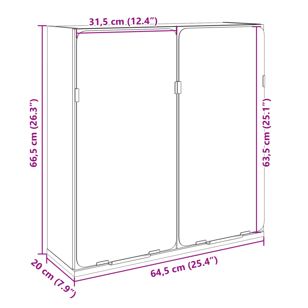 Badkamerspiegelkast 64,5X20X66,5 Cm Bewerkt Hout Sonoma Eiken